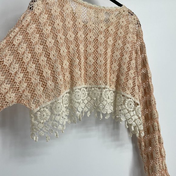 Free People Pink and White Crochet Crop Top - Picture 7 of 16